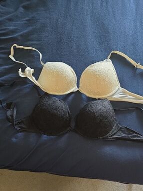 Lace T-Shirt Bras - Black & Cream